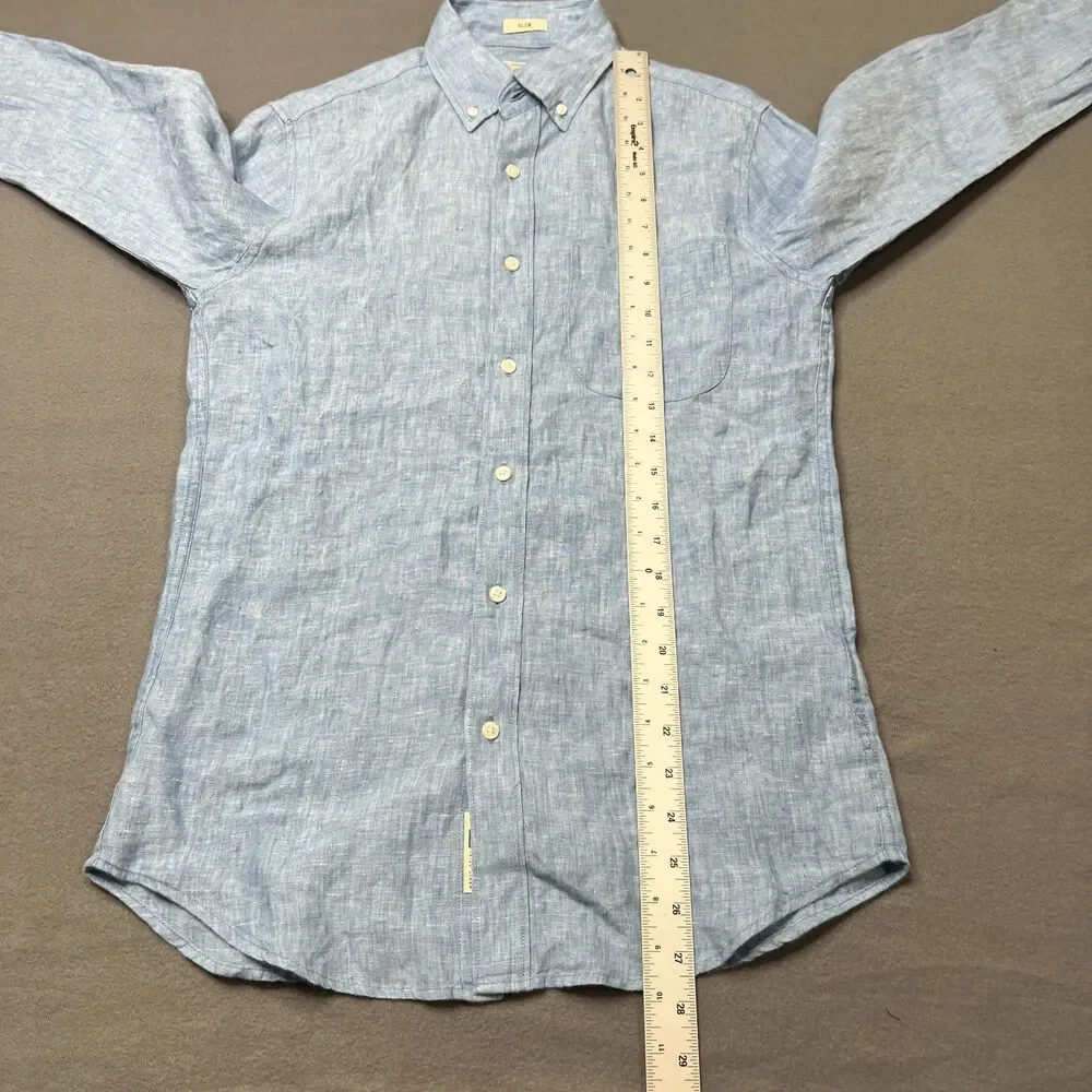 J.Crew Shirt Men XS Blue Linen Long Sleeve Baird McNutt Button-Down Slim Fit